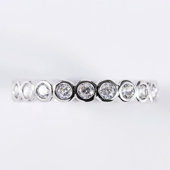 💝 Shiny Round Zircon Micro Pave Silver Ring for Women, VIP117 - Picture 7 of 7